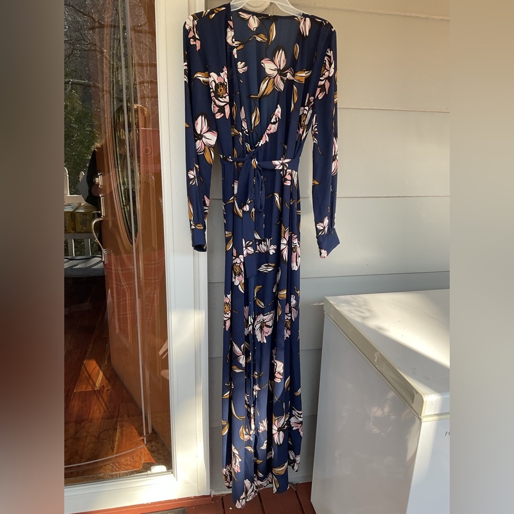 Olivaceous Womens M Maxi Wrap Dress Geometric Floral Boho Festival Beachy NWOT